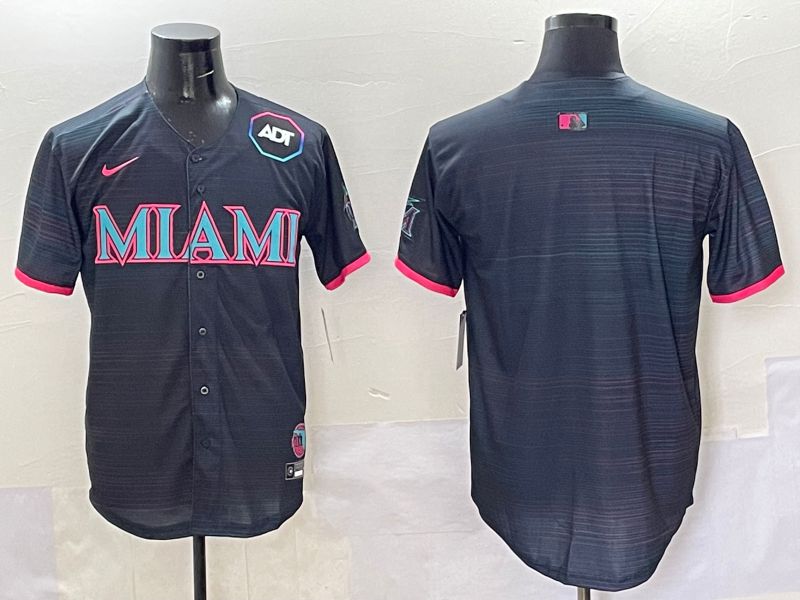 Men 2025 Miami Marlins Blank Black Joint Name Nike MLB Jersey style 3
